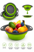 Collapsible Silicone Colander Set – Foldable Kitchen Strainer for Fruits, Vegetables & Pasta