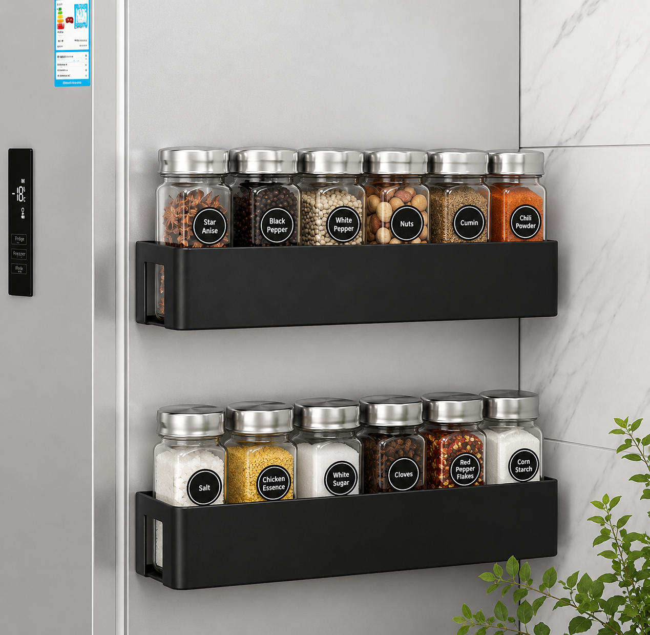 Magnetic Spice Rack Organizer – Space-Saving Refrigerator Storage Shelf