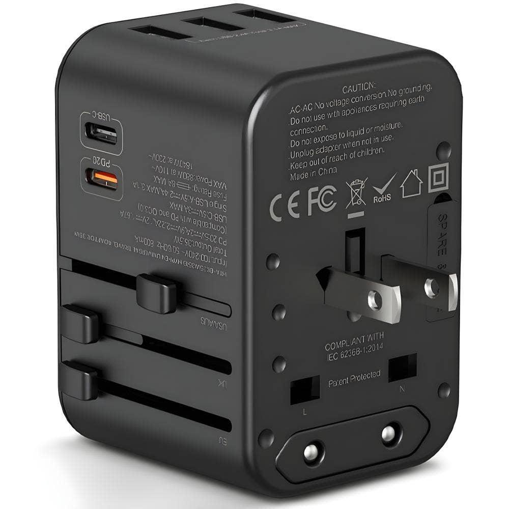 Universal Travel Adapter with USB-C – International All-in-One Power Adapter
