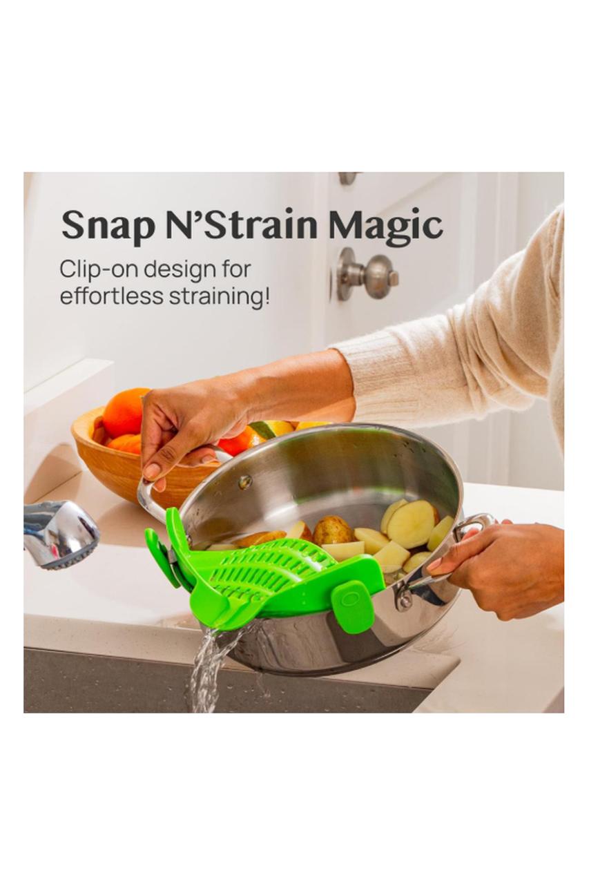 Snap N' Strain Clip-On Silicone Pot Strainer – Heat Resistant Kitchen Colander
